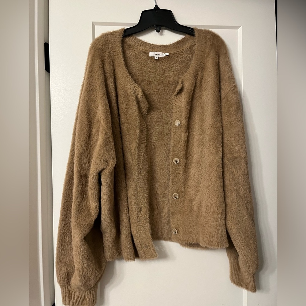 Good American fuzzy cardigan